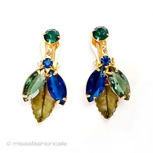 ヴィンテージジュエリー ガラス＆エナメルの葉