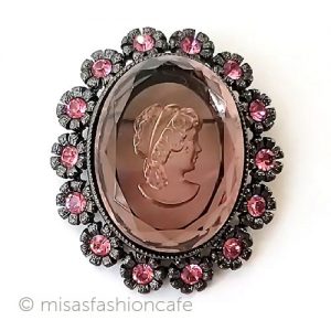 ヴィンテージアクセサリー お花　ガラスカメオ