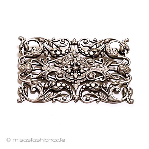 アンティークジュエリー フローラル銀花ブローチ