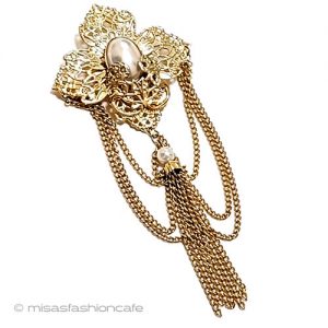 ヴィンテージジュエリー パール花Goldタッセル