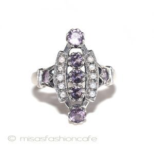 真珠 アメジスト リング  スターリングシルバー刻印