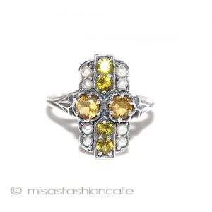 真珠 シトリン リング  スターリングシルバー刻印