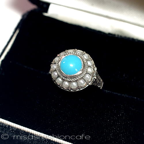 925 silver ring with turquoise stone in box