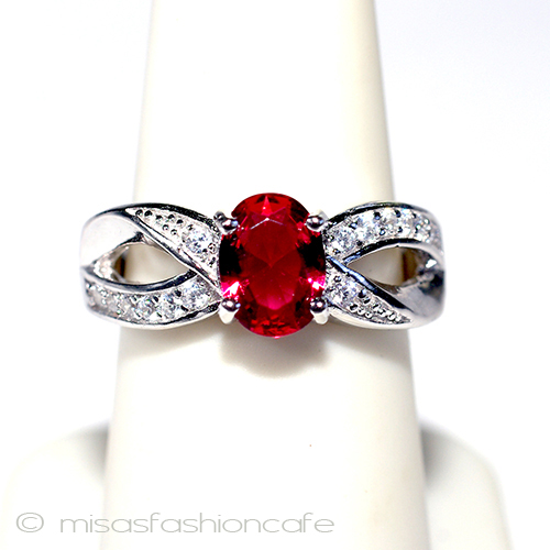 ルビー＆トパーズ・リング スターリング925刻印指輪 front view