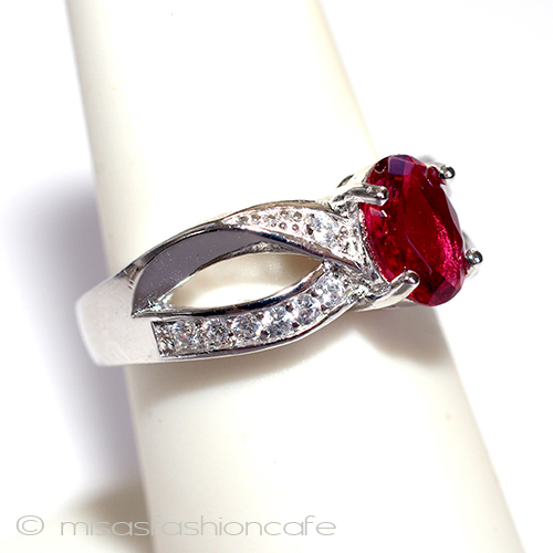 ルビー＆トパーズ・リング スターリング925刻印指輪 side view