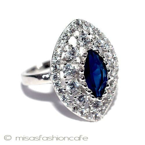 天然サファイア＆トパーズ スターリングシルバーリング 3/4 view