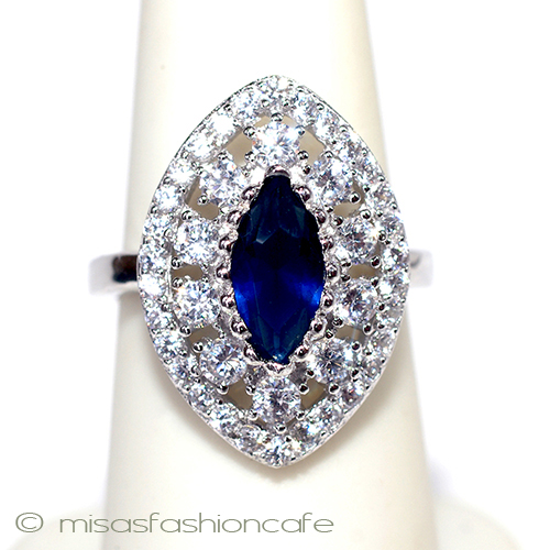 天然サファイア＆トパーズ スターリングシルバーリング front view