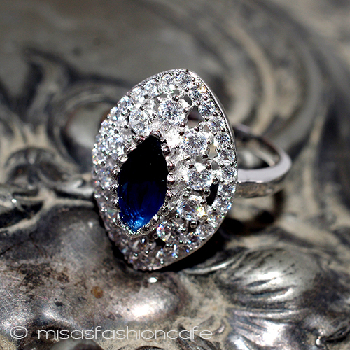 天然サファイア＆トパーズ スターリングシルバーリング side view