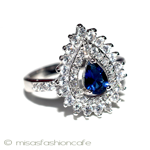 サファイア＆トパーズ スターリング刻印リング 3/4 view