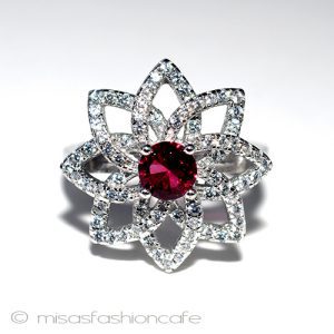 ルビー&ホワイトトパーズ スターリング刻印リング