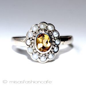 真珠シトリン リング スターリングシルバー