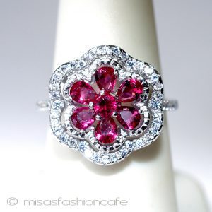 ルビー&ホワイトトパーズ スターリング刻印リング