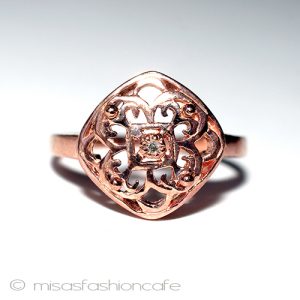 天然ダイヤモンド リング 14Kローズゴールド 925