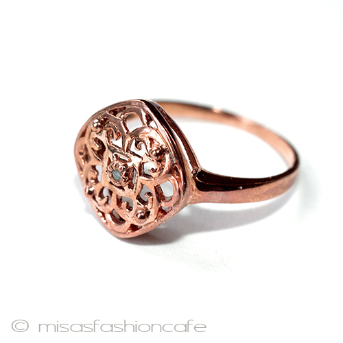 天然ダイヤモンド　リング 14Kローズゴールド　925 side view