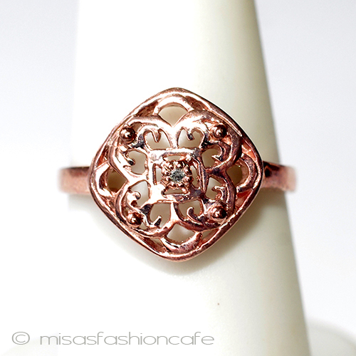 天然ダイヤモンド　リング 14Kローズゴールド　925 front view