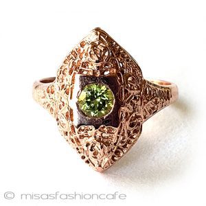 アンティークリング 指輪 天然石14kローズゴールド