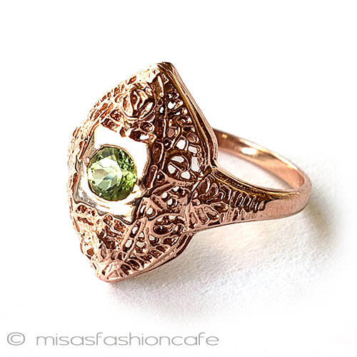 アンティークリング　指輪 天然石14kローズゴールド 3/4 view right