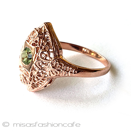 アンティークリング　指輪 天然石14kローズゴールド side view