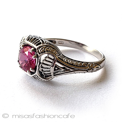 アンティークジュエリー サファイア銀製　リング 3/4 view