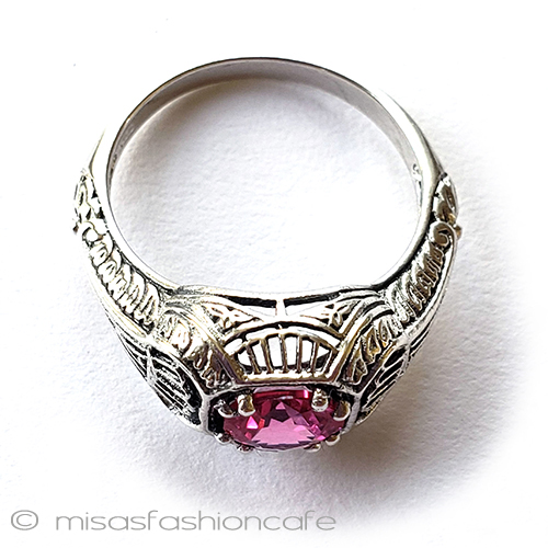 アンティークジュエリー サファイア銀製　リング top view