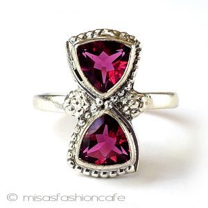 アンティークリング 天然石トルマリン 花