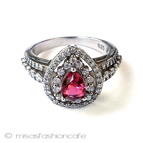 ルビー　リング指輪 スターリングシルバー top view