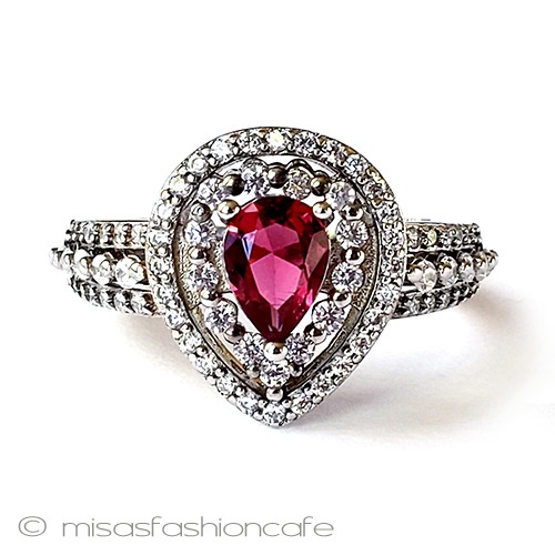 ルビー　リング指輪 スターリングシルバー front view