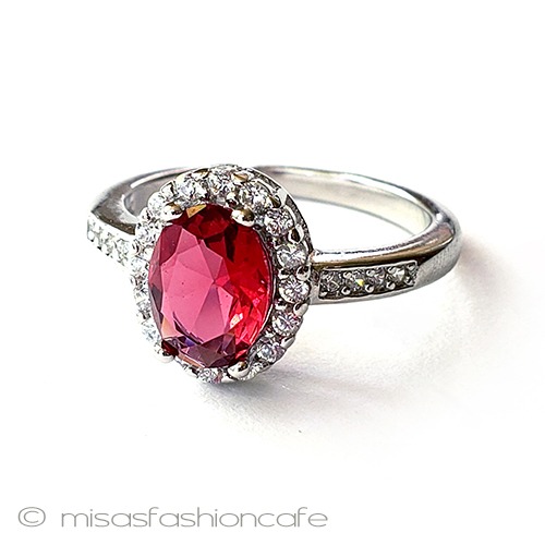 ルビーリング　指輪 スターリングシルバー 3/4 view