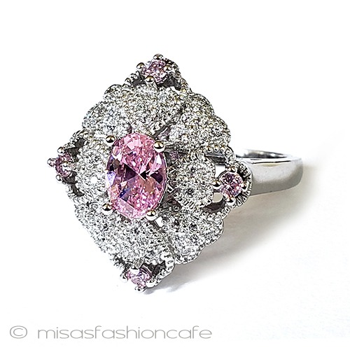 サファイア　フラワー スターリング925リング front view