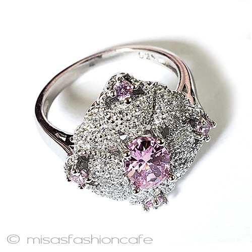 サファイア　フラワー スターリング925リング top view