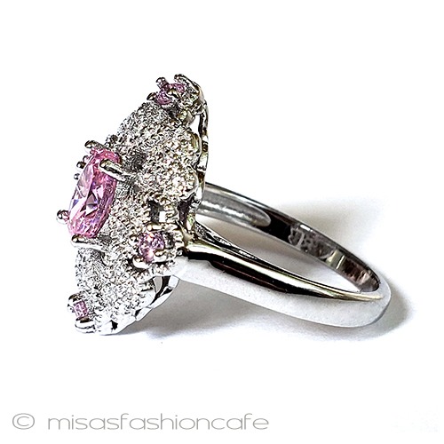 サファイア　フラワー スターリング925リング side view