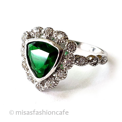 エメラルド＆トパーズ指輪 スターリング925リング 3/4 view