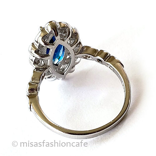 サファイア＆ホワイトトパーズ スターリングシルバー925指輪 side view