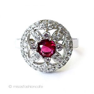 ルビー&ホワイトトパーズ スターリングシルバー指輪