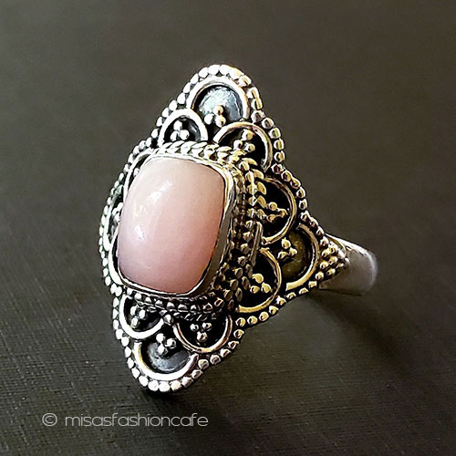 天然石オパールお花リング スターリングシルバー925 3/4 view