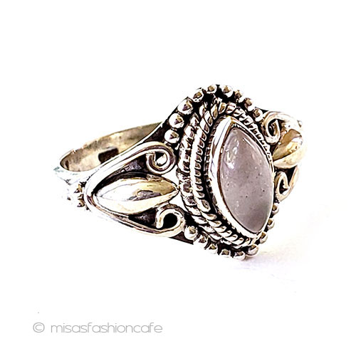 天然石ローズクオーツ指輪 スターリングシルバー925 3/4 view