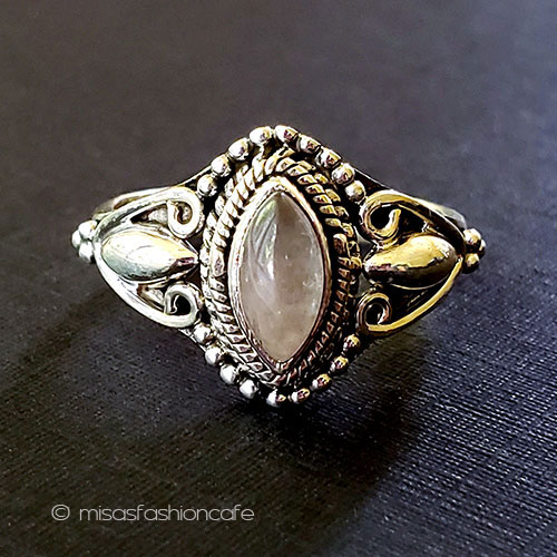 天然石ローズクオーツ指輪 スターリングシルバー925 front view