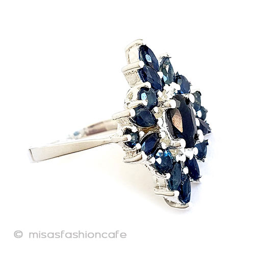 天然石ブルーサファイア スターリングシルバー指輪 side view