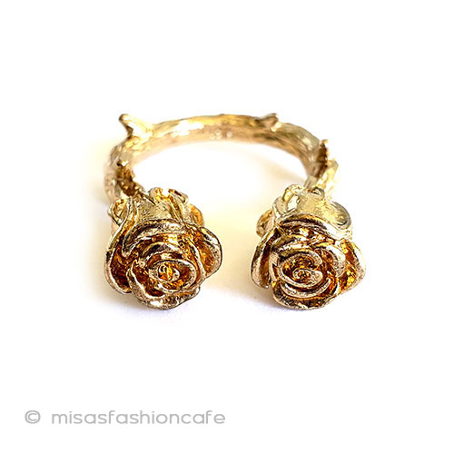 2輪ローズのお花リング ヴィンテージ美女と野獣 3/4 view