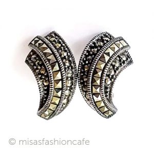 アンティークイヤリング 天然石&スターリング銀製