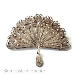 アンティークジュエリー スターリング銀製の扇