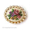 オーストリア製花ブローチ プチポアン刺繍　パール