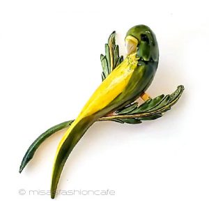 Original By Robert 黄緑インコ鳥ブローチ