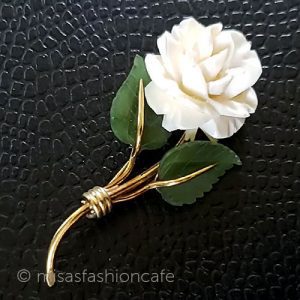 象牙アイボリー12Kgf ローズの花 ブローチ