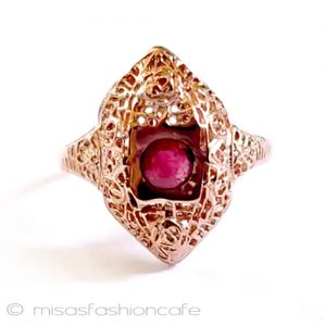 天然石ルビー リング 14Kローズゴールド925