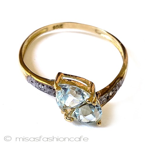 10金10Kイエローゴールド トパーズ＆ダイヤモンド指輪 top view