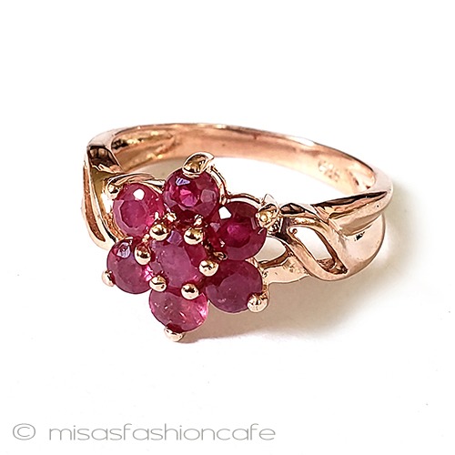 アンティークリング指輪 お花ルビー14kGold925 3/4 view right