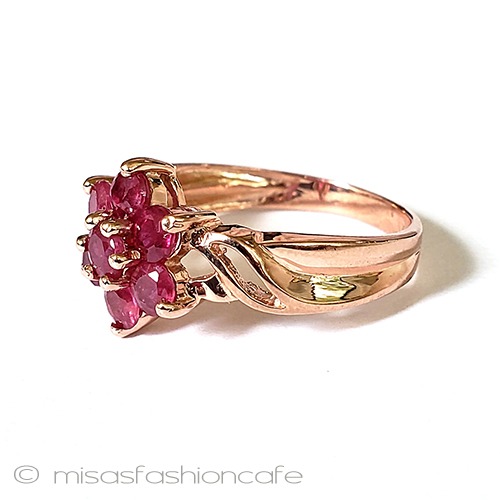アンティークリング指輪 お花ルビー14kGold925 side view