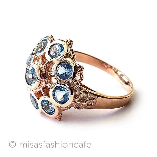 天然石トパーズの花リング 14kRoseゴールド925指輪 3/4 view right