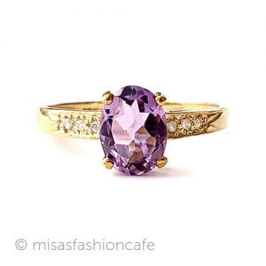 10金ゴールドリング 指輪 アメジスト&ダイヤモンド